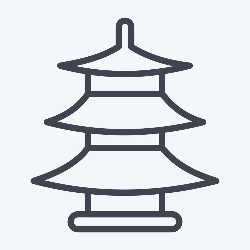 pagoda de icono. adecuado para el símbolo de la educación. estilo de línea diseño simple editable. vector de plantilla de diseño. ilustración sencilla