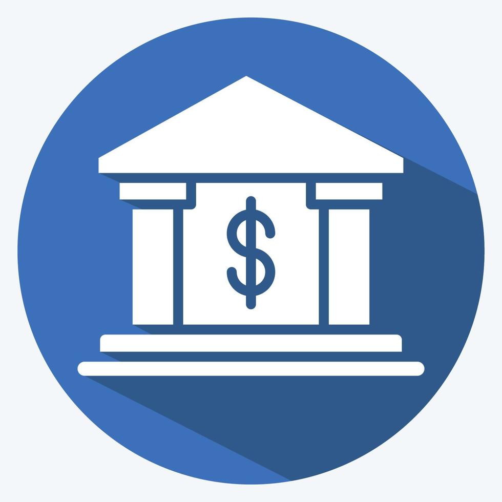 Icon Bank. suitable for education symbol. long shadow style. simple design editable. design template vector. simple illustration vector