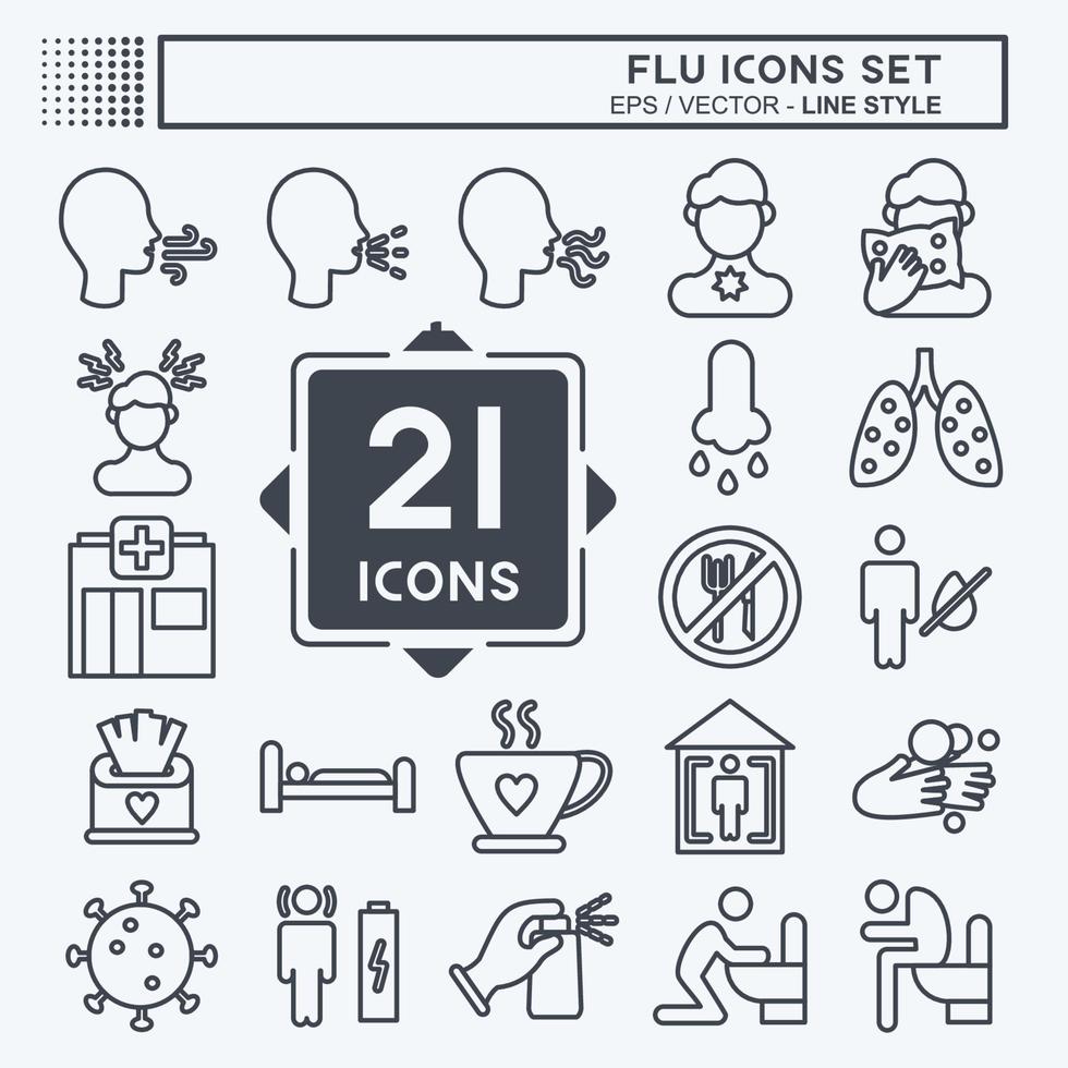Icon Set Flu. suitable for education symbol. line style. simple design editable. design template vector. simple illustration vector
