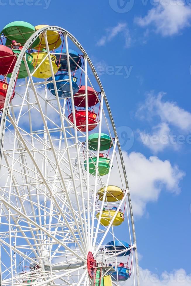 colorful ferris wheell against blue sky photo