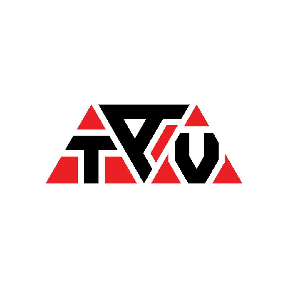 TAV triangle letter logo design with triangle shape. TAV triangle logo design monogram. TAV triangle vector logo template with red color. TAV triangular logo Simple, Elegant, and Luxurious Logo. TAV