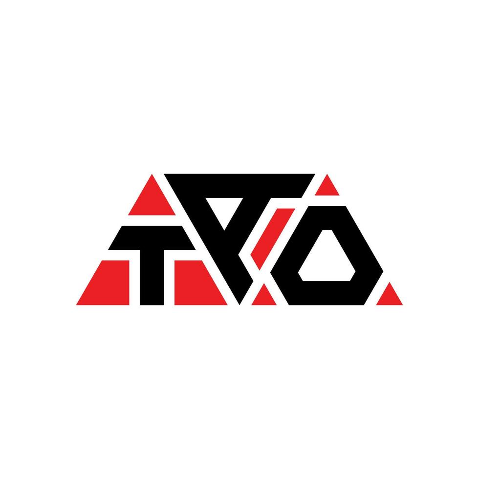 TAO triangle letter logo design with triangle shape. TAO triangle logo design monogram. TAO triangle vector logo template with red color. TAO triangular logo Simple, Elegant, and Luxurious Logo. TAO