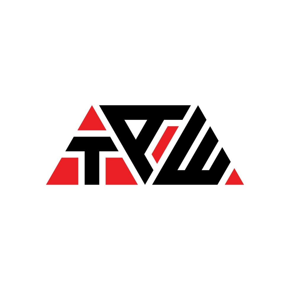TAW triangle letter logo design with triangle shape. TAW triangle logo design monogram. TAW triangle vector logo template with red color. TAW triangular logo Simple, Elegant, and Luxurious Logo. TAW
