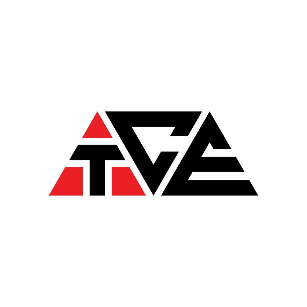 TCE triangle letter logo design with triangle shape. TCE triangle logo design monogram. TCE triangle vector logo template with red color. TCE triangular logo Simple, Elegant, and Luxurious Logo. TCE