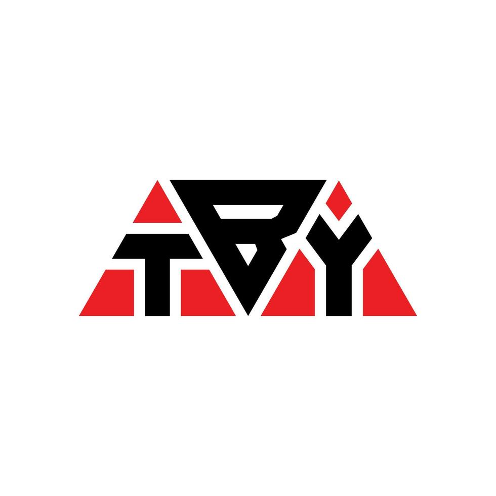 tby diseño de logotipo de letra triangular con forma de triángulo. monograma de diseño de logotipo de triángulo tby. plantilla de logotipo de vector de triángulo tby con color rojo. tby logo triangular logo simple, elegante y lujoso. por