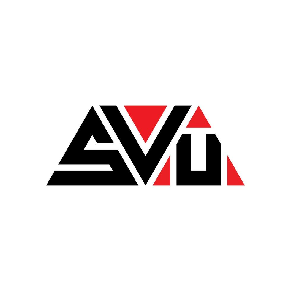 SVU triangle letter logo design with triangle shape. SVU triangle logo design monogram. SVU triangle vector logo template with red color. SVU triangular logo Simple, Elegant, and Luxurious Logo. SVU