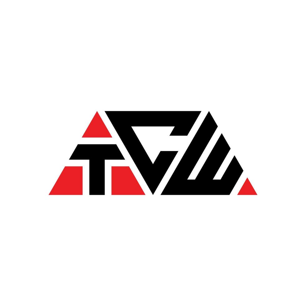 diseño de logotipo de letra triangular tcw con forma de triángulo. monograma de diseño de logotipo de triángulo tcw. plantilla de logotipo de vector de triángulo tcw con color rojo. logotipo triangular tcw logotipo simple, elegante y lujoso. tcw