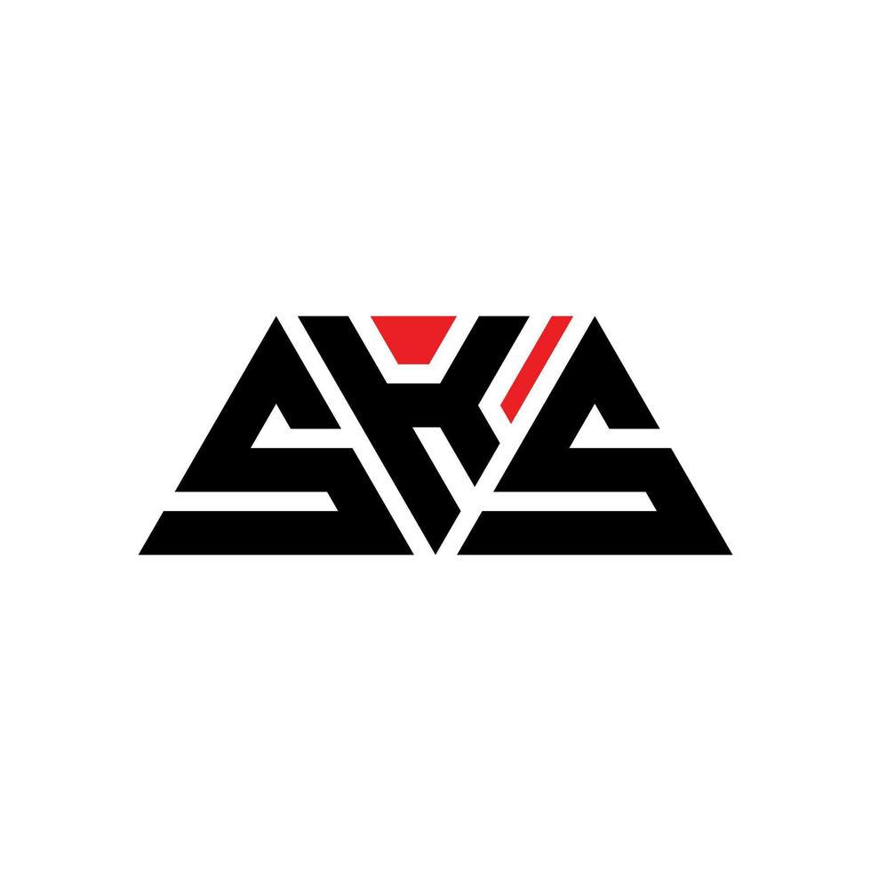 diseño de logotipo de letra triangular sks con forma de triángulo. monograma de diseño de logotipo de triángulo sks. plantilla de logotipo de vector de triángulo sks con color rojo. logo triangular sks logo simple, elegante y lujoso. sks