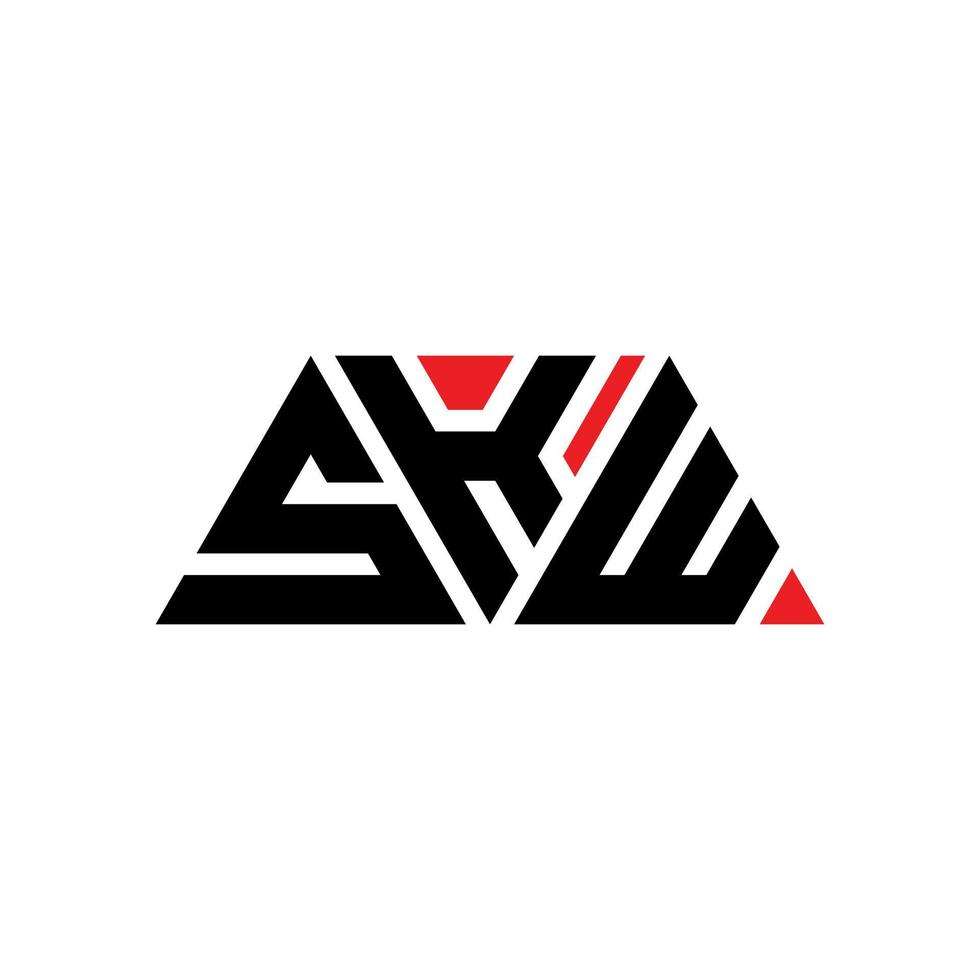SKW triangle letter logo design with triangle shape. SKW triangle logo design monogram. SKW triangle vector logo template with red color. SKW triangular logo Simple, Elegant, and Luxurious Logo. SKW