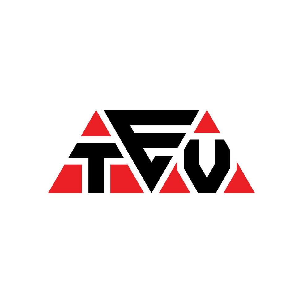 diseño de logotipo de letra triangular tev con forma de triángulo. monograma de diseño de logotipo de triángulo tev. plantilla de logotipo de vector de triángulo tev con color rojo. logotipo triangular tev logotipo simple, elegante y lujoso. televisión