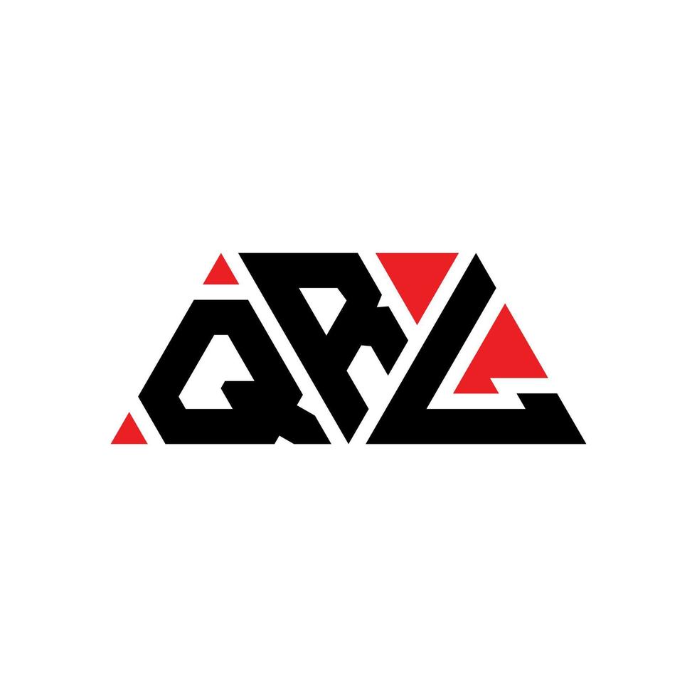 QRL triangle letter logo design with triangle shape. QRL triangle logo design monogram. QRL triangle vector logo template with red color. QRL triangular logo Simple, Elegant, and Luxurious Logo. QRL