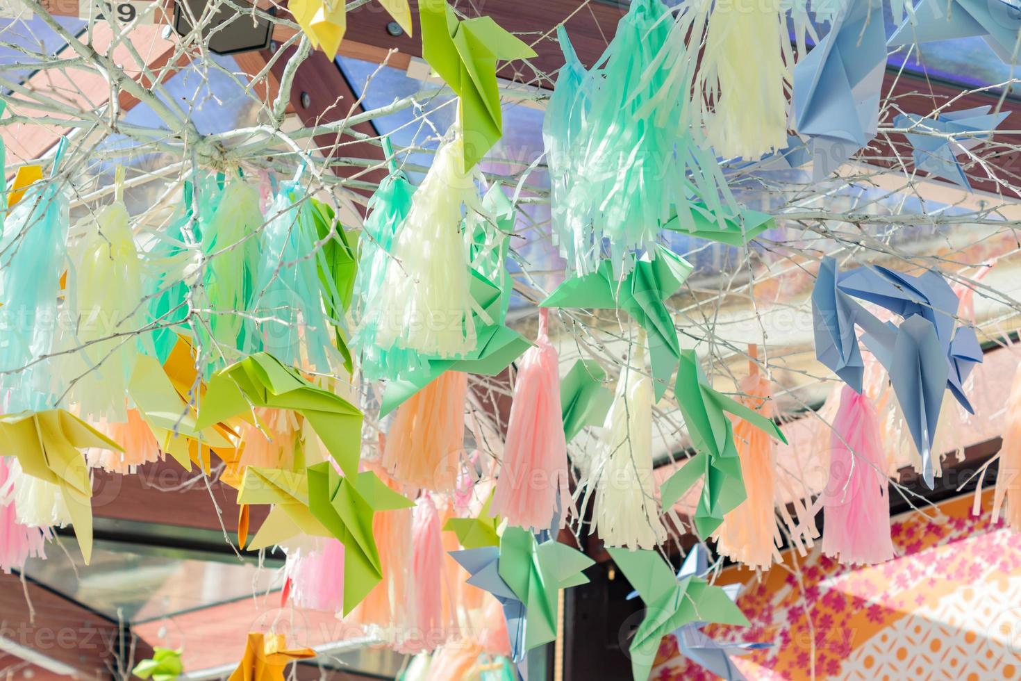 Street decorations made of paper- birds na panicles photo