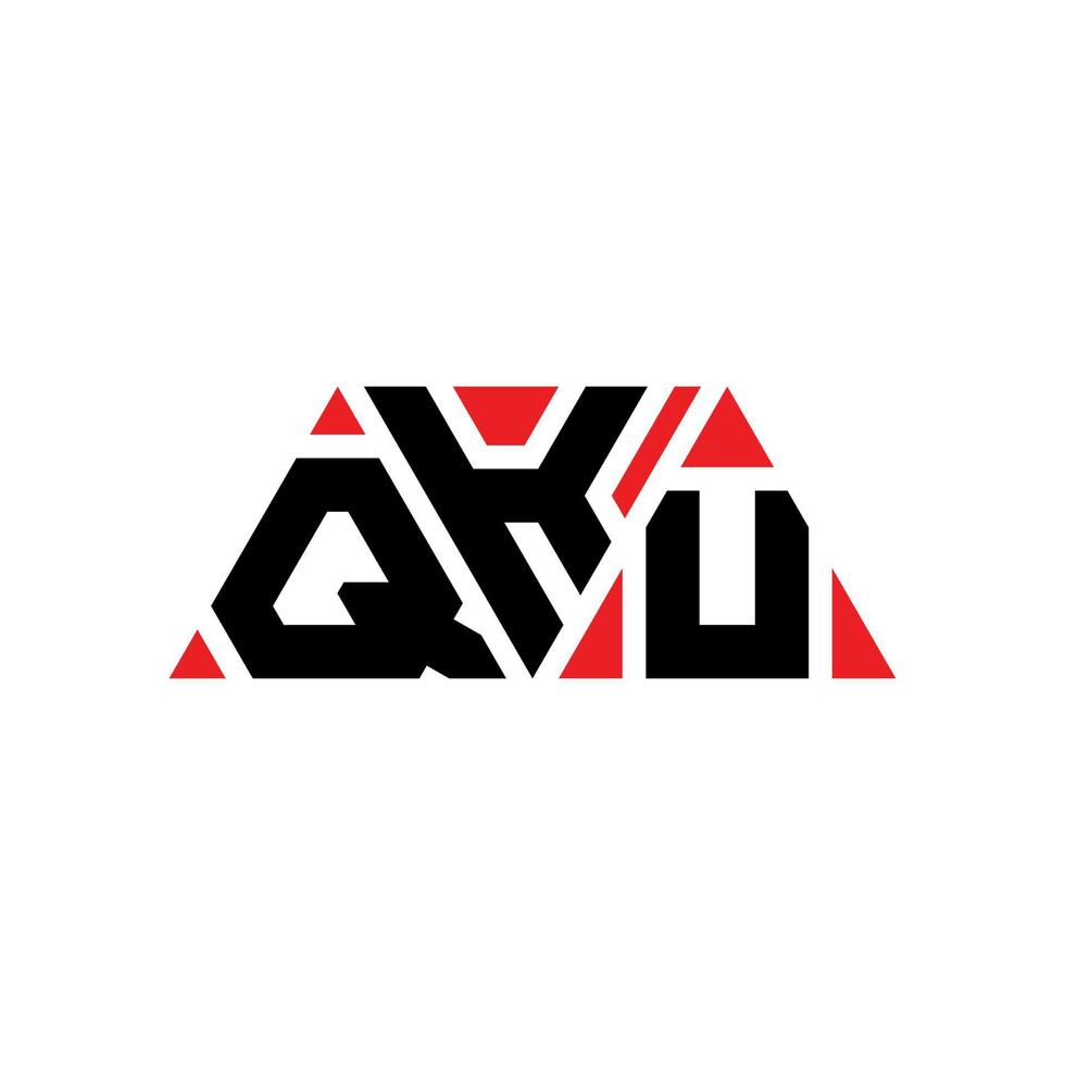 QKU triangle letter logo design with triangle shape. QKU triangle logo design monogram. QKU triangle vector logo template with red color. QKU triangular logo Simple, Elegant, and Luxurious Logo. QKU