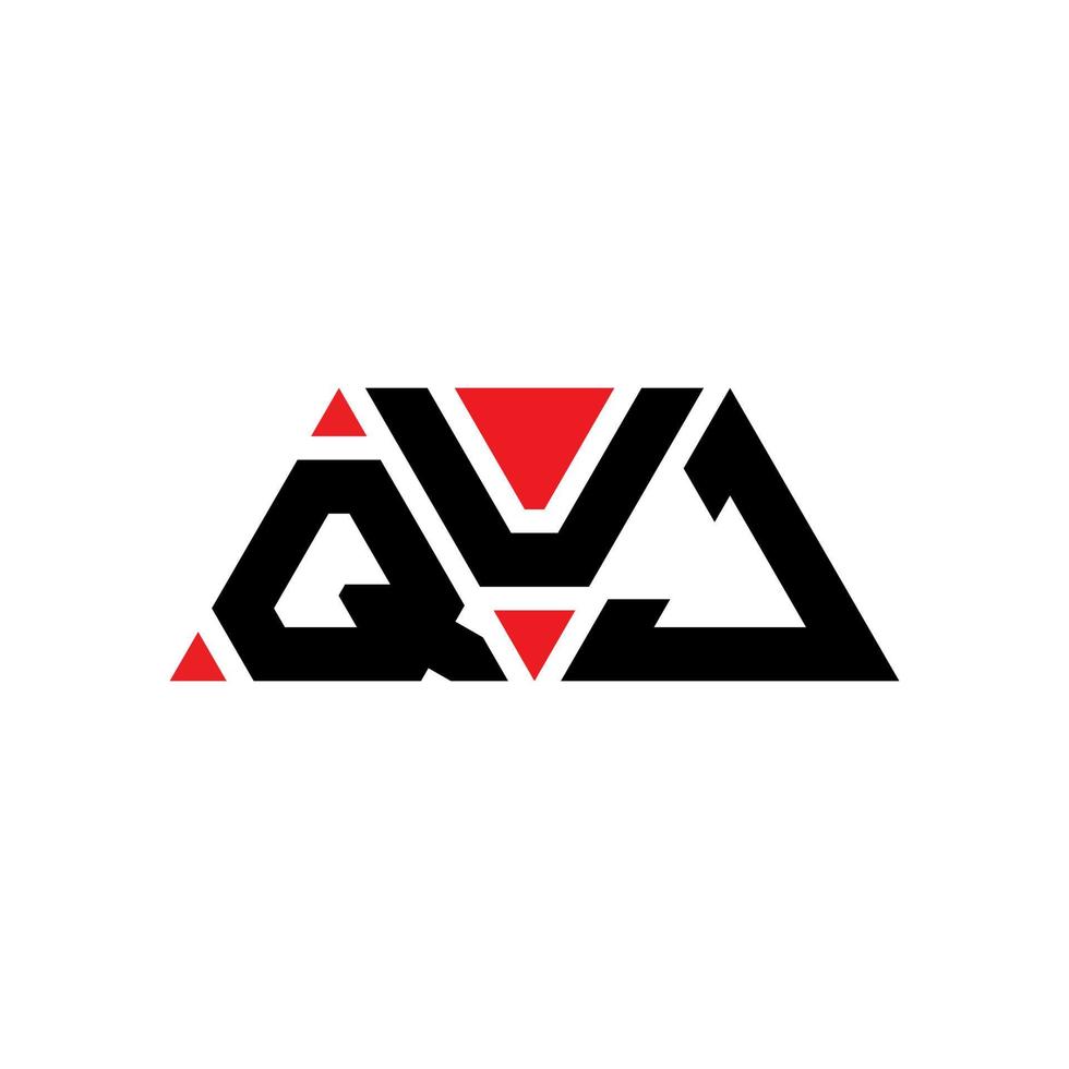 QUJ triangle letter logo design with triangle shape. QUJ triangle logo design monogram. QUJ triangle vector logo template with red color. QUJ triangular logo Simple, Elegant, and Luxurious Logo. QUJ