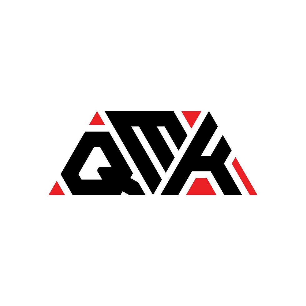 QMK triangle letter logo design with triangle shape. QMK triangle logo design monogram. QMK triangle vector logo template with red color. QMK triangular logo Simple, Elegant, and Luxurious Logo. QMK