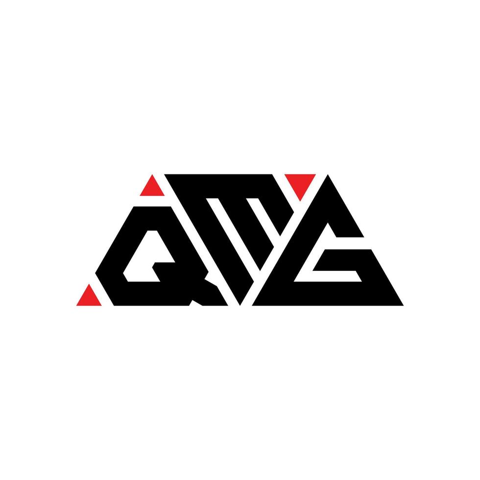 QMG triangle letter logo design with triangle shape. QMG triangle logo design monogram. QMG triangle vector logo template with red color. QMG triangular logo Simple, Elegant, and Luxurious Logo. QMG