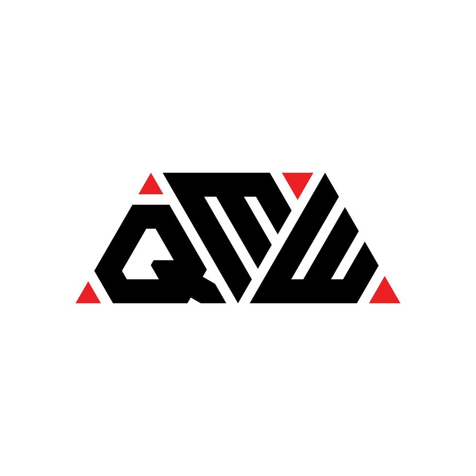 QMW triangle letter logo design with triangle shape. QMW triangle logo design monogram. QMW triangle vector logo template with red color. QMW triangular logo Simple, Elegant, and Luxurious Logo. QMW