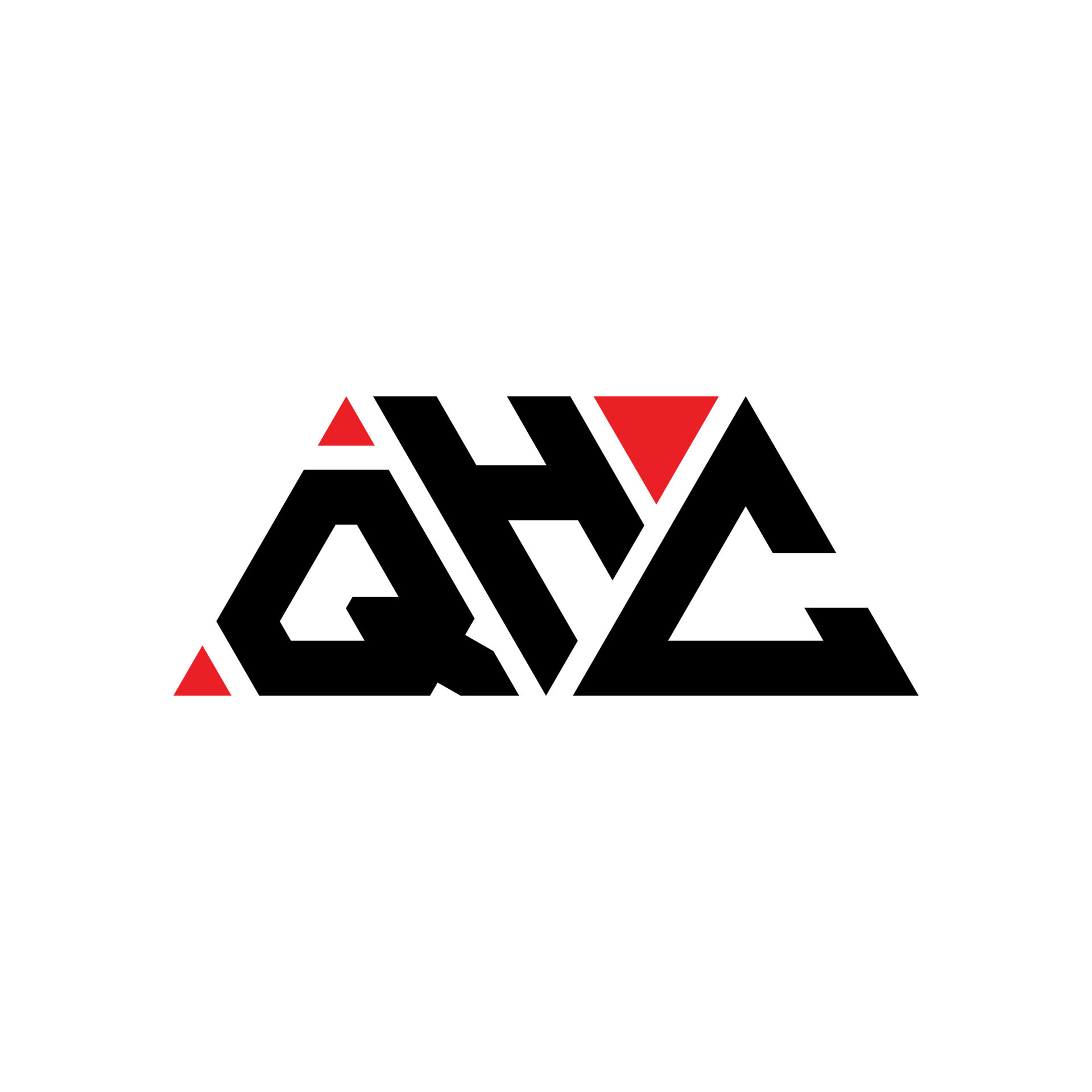 QHC triangle letter logo design with triangle shape. QHC triangle logo