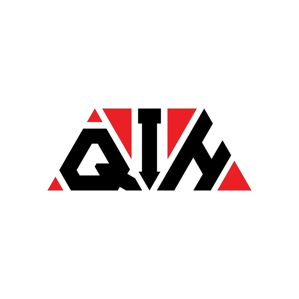 QIH triangle letter logo design with triangle shape. QIH triangle logo design monogram. QIH triangle vector logo template with red color. QIH triangular logo Simple, Elegant, and Luxurious Logo. QIH