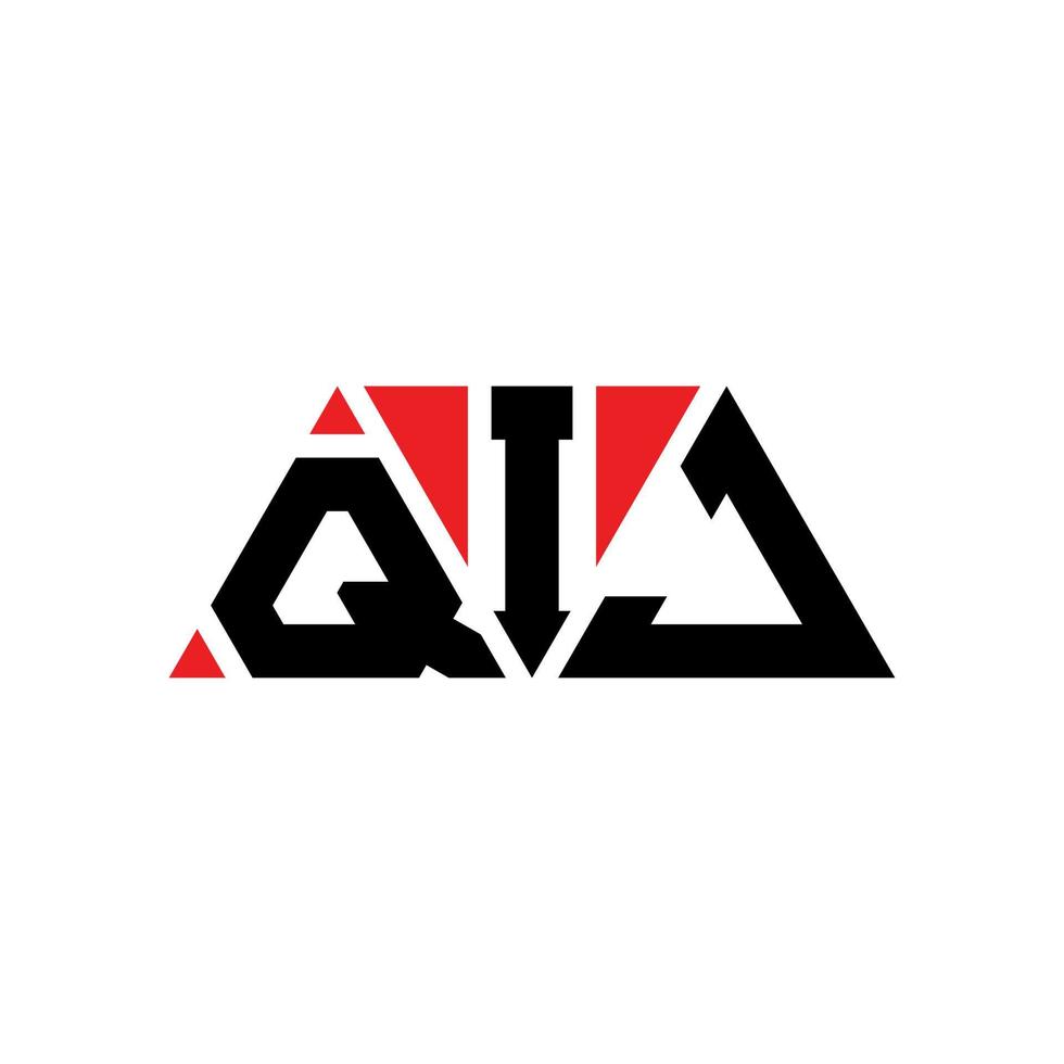 QIJ triangle letter logo design with triangle shape. QIJ triangle logo design monogram. QIJ triangle vector logo template with red color. QIJ triangular logo Simple, Elegant, and Luxurious Logo. QIJ