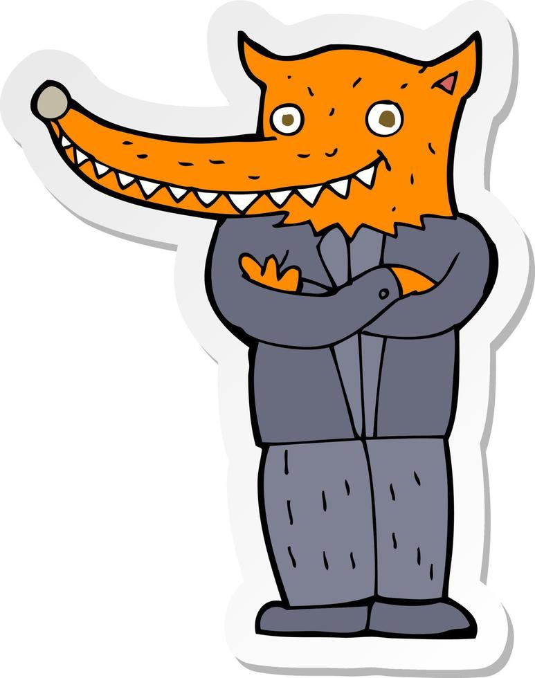 sticker of a cartoon fox man vector