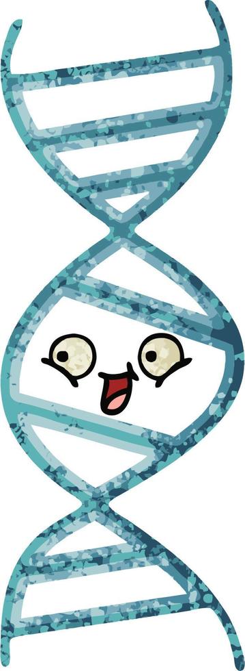 retro illustration style cartoon DNA strand vector