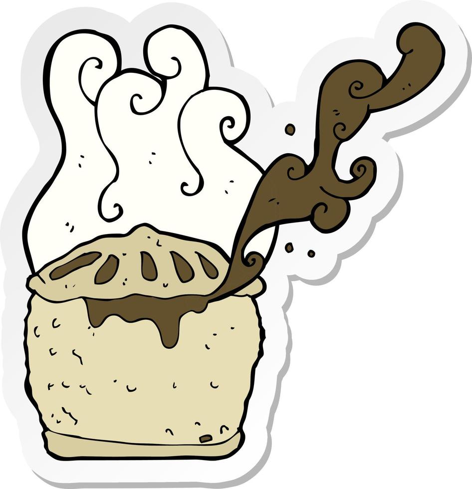 sticker of a cartoon meat pie vector