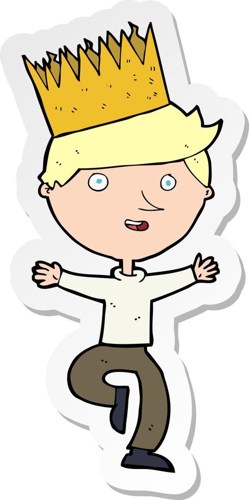 sticker of a cartoon person wearing crown vector