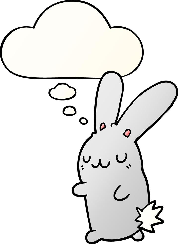 cute cartoon rabbit and thought bubble in smooth gradient style vector