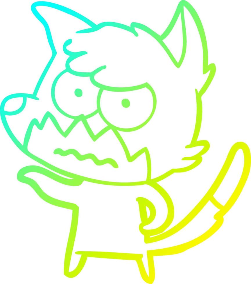 cold gradient line drawing cartoon annoyed fox vector