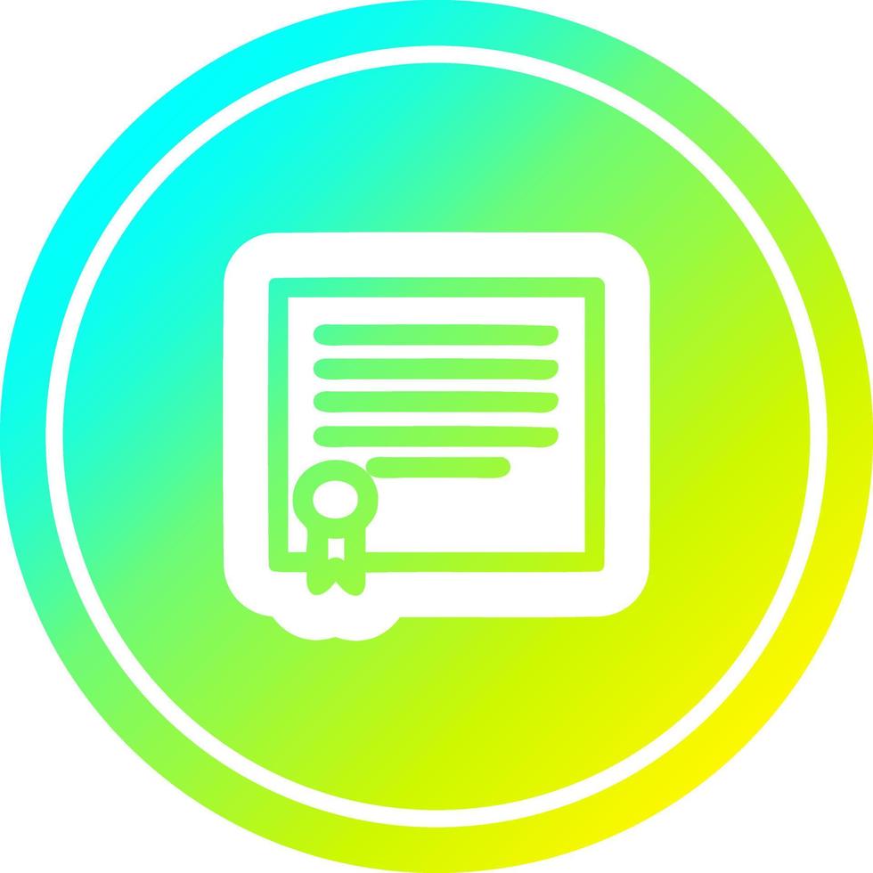 diploma certificate circular in cold gradient spectrum vector