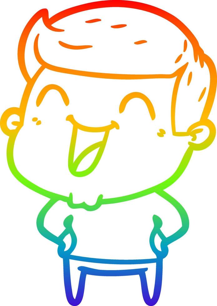 rainbow gradient line drawing cartoon man laughing vector