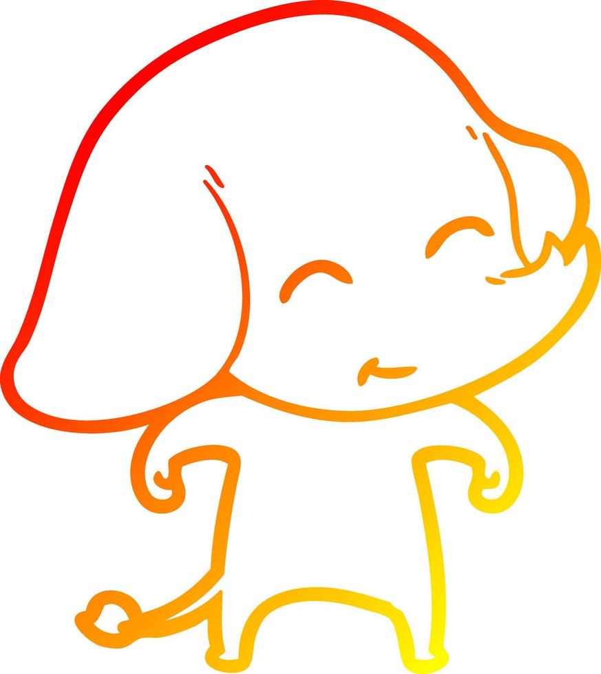 warm gradient line drawing cute cartoon elephant vector