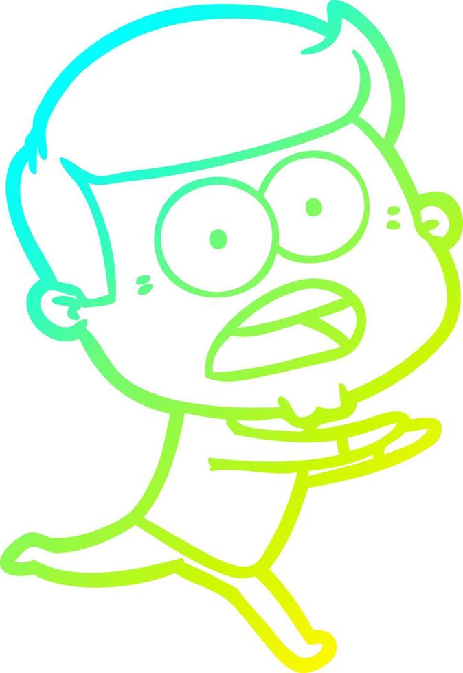 cold gradient line drawing cartoon shocked man vector