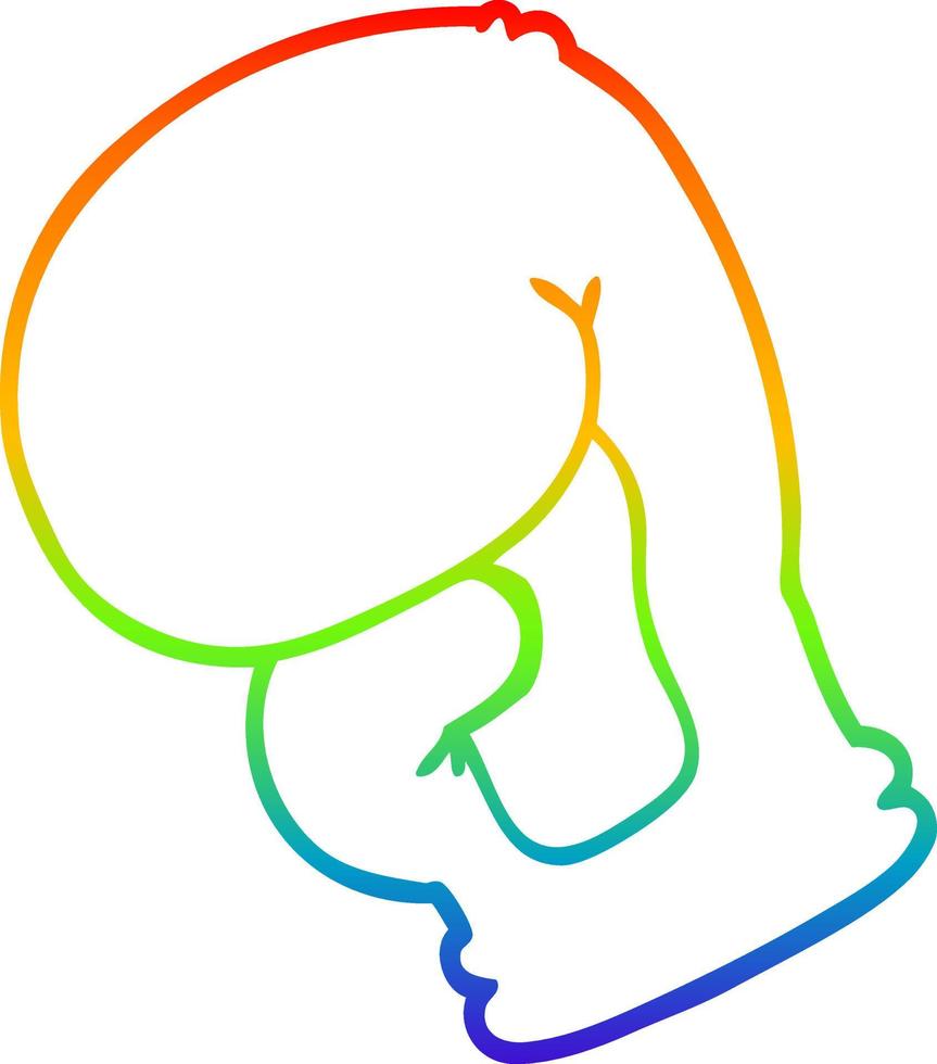 rainbow gradient line drawing cartoon boxing glove vector