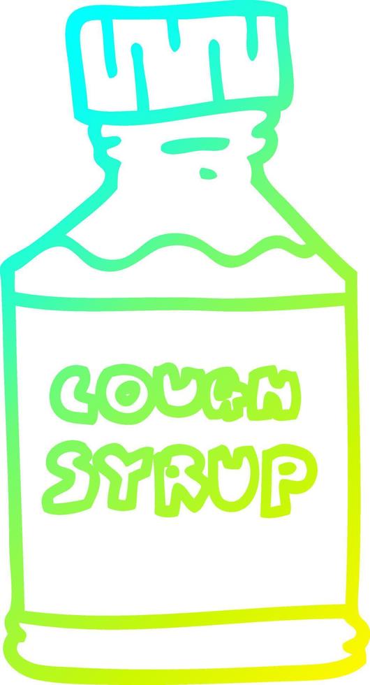 cold gradient line drawing cartoon cough syrup vector