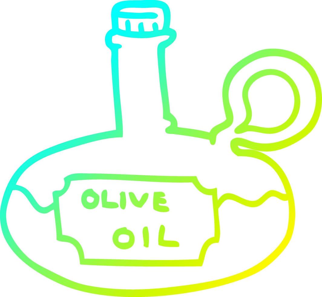 cold gradient line drawing cartoon olive oil vector