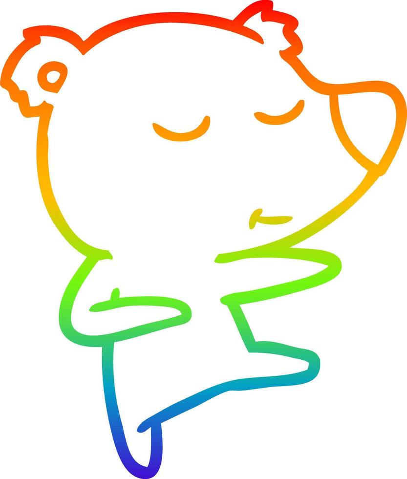 rainbow gradient line drawing happy cartoon bear dancing vector