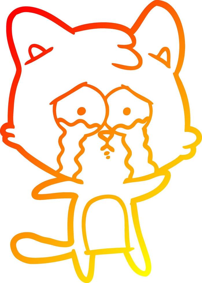 warm gradient line drawing cartoon cat vector