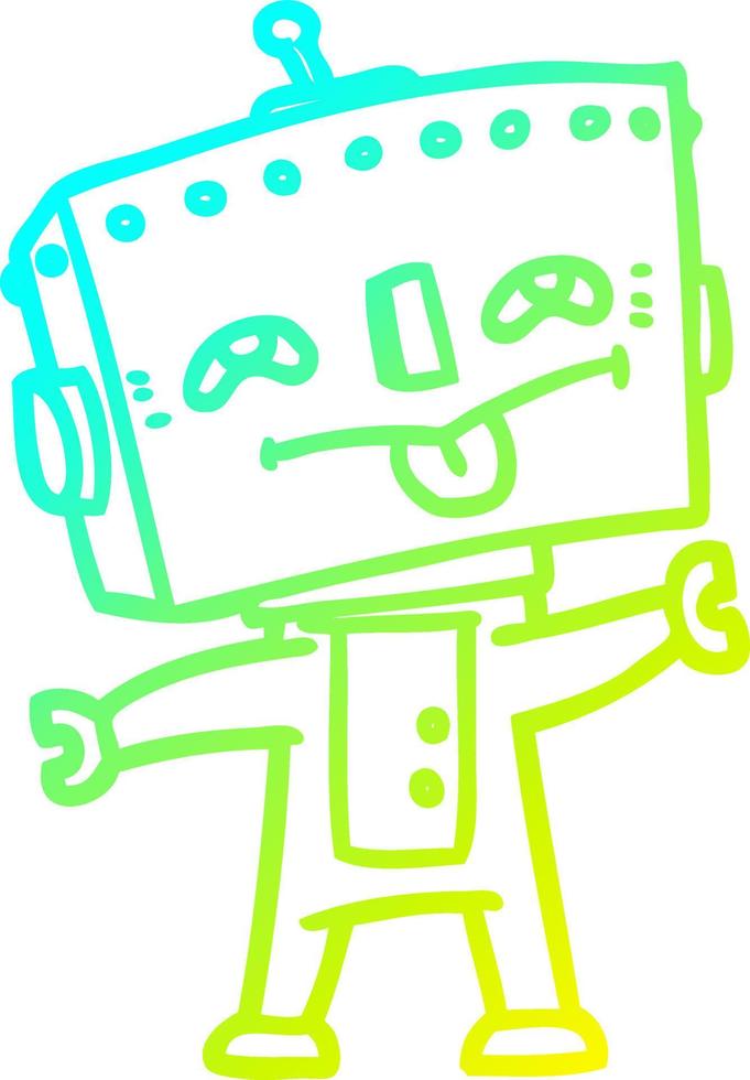 cold gradient line drawing cartoon robot vector