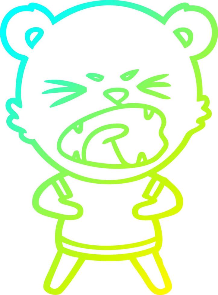 cold gradient line drawing angry cartoon bear vector