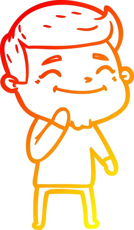 warm gradient line drawing happy cartoon man vector