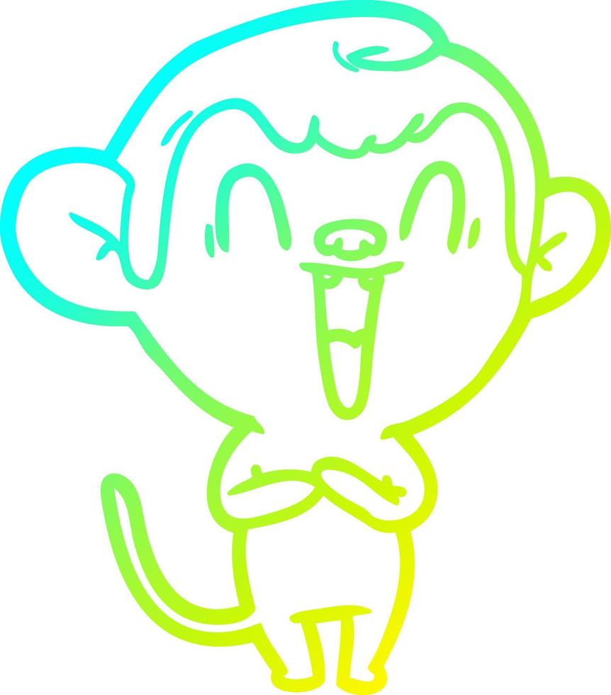 cold gradient line drawing cartoon laughing monkey vector