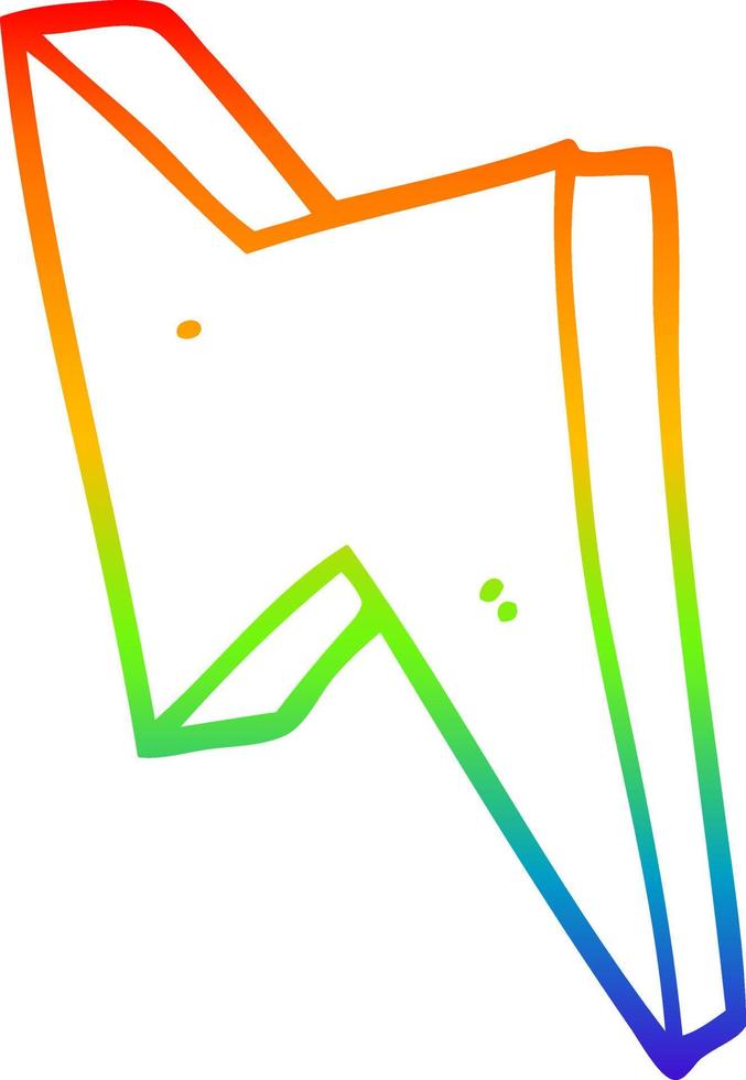 rayo de dibujos animados de dibujo de línea de gradiente de arco iris vector