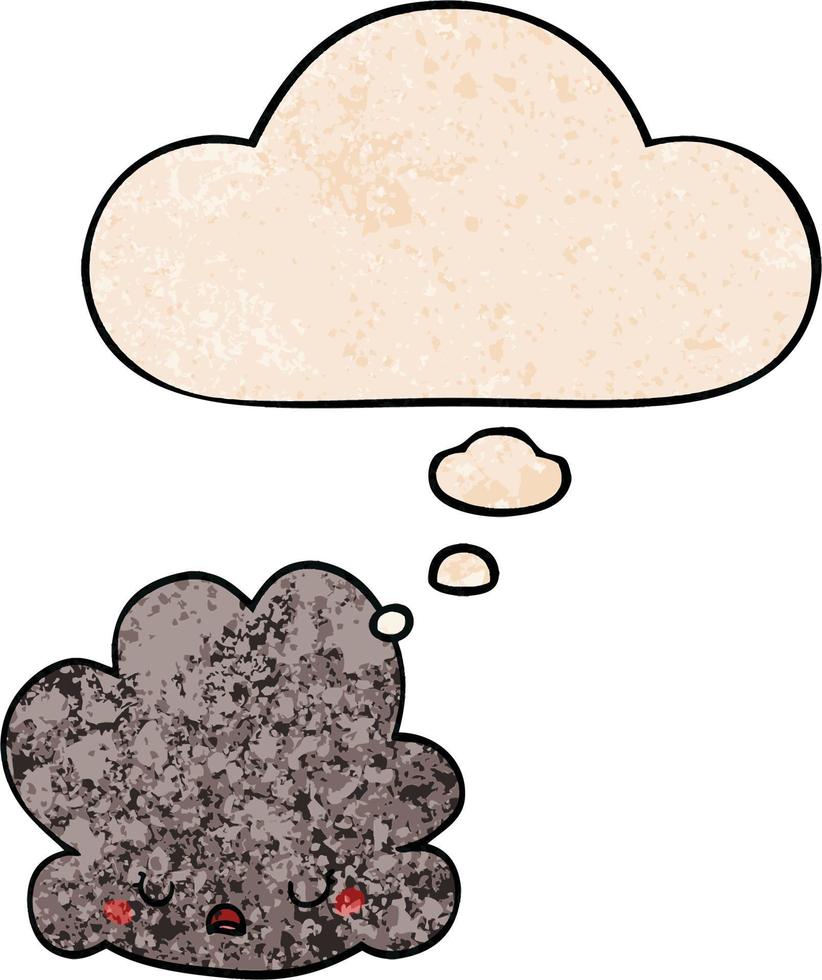 nube de dibujos animados y burbuja de pensamiento en estilo de patrón de textura grunge vector