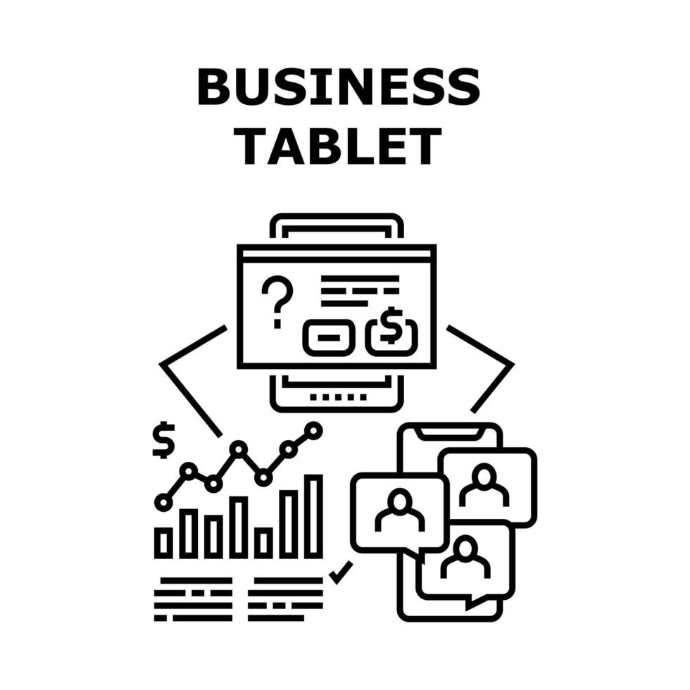 Business Tablet Vector Concept Black Illustration
