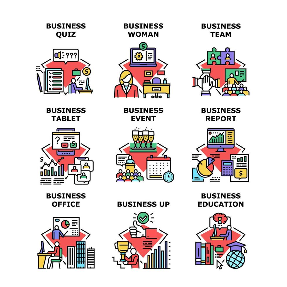 Business Education Set Icons Vector Illustrations