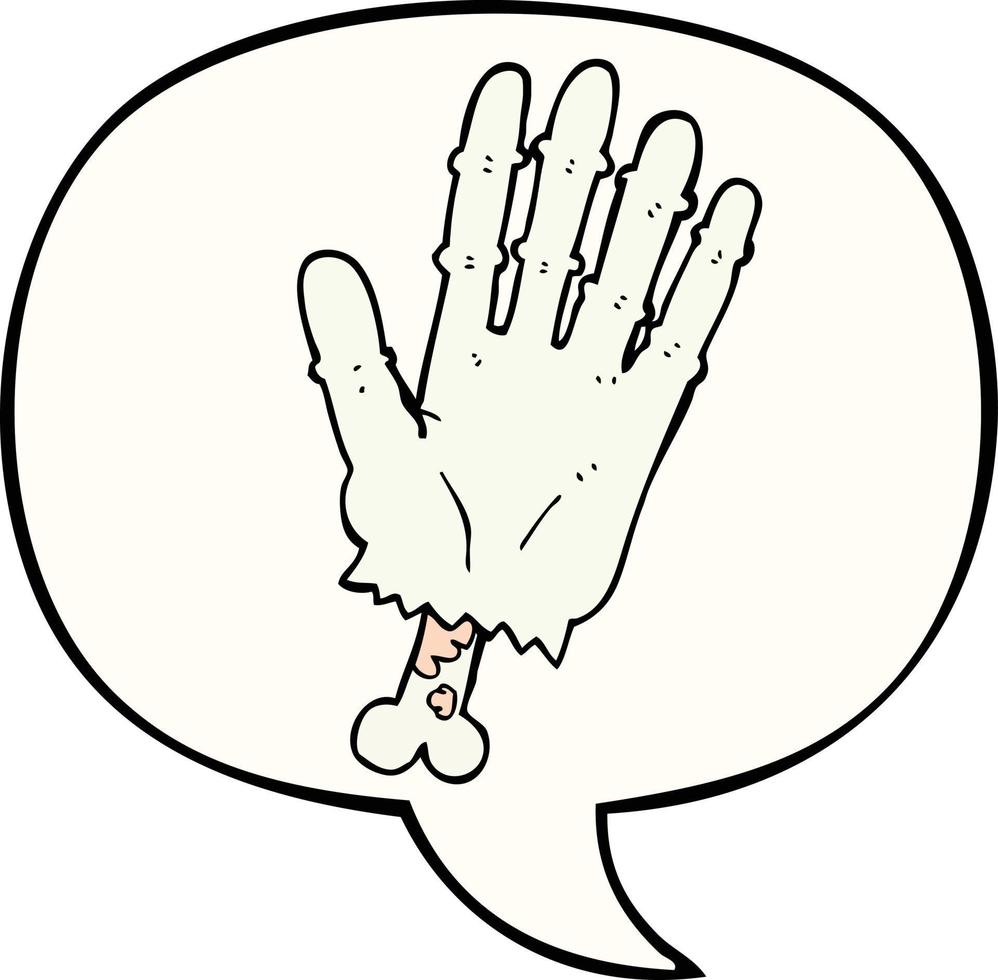 cartoon zombie hand and speech bubble vector