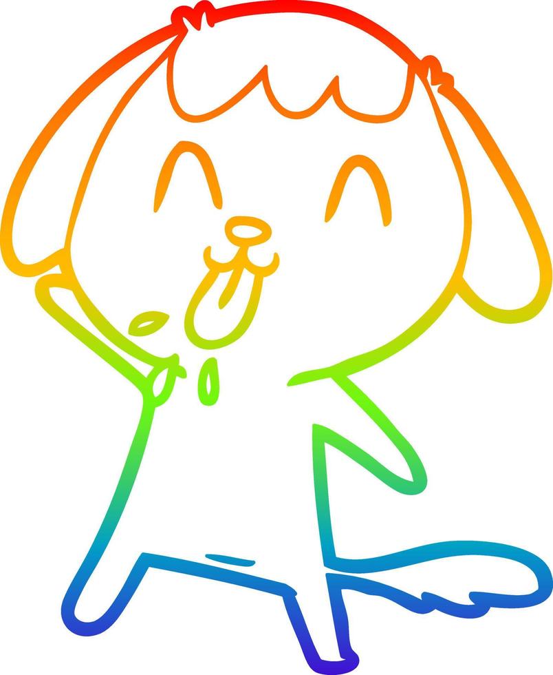 rainbow gradient line drawing cute cartoon dog vector
