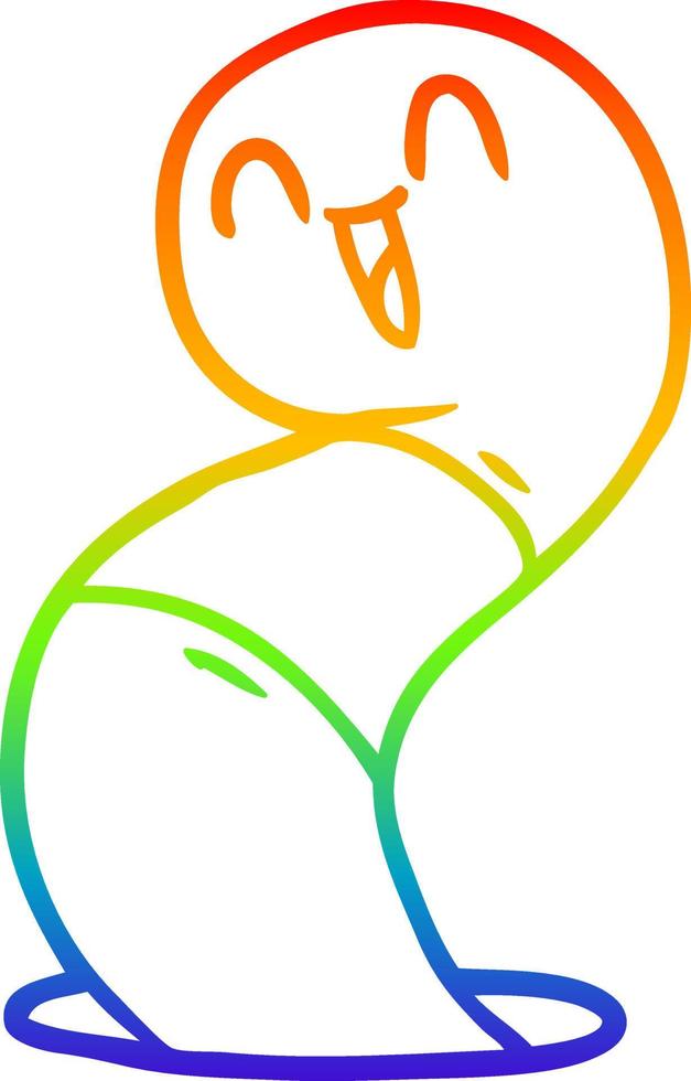 rainbow gradient line drawing cartoon happy worm vector